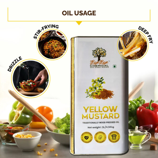 Wood Pressed Yellow Mustard Oil (5L) - Image 3